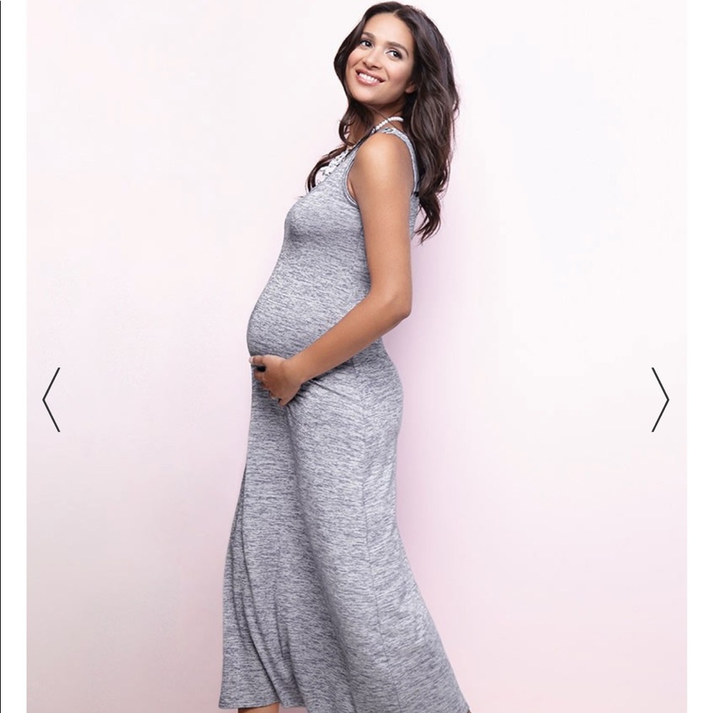 Seraphine grey marl maternity/ nursing maxi dress